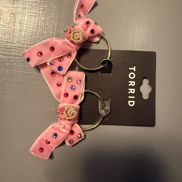 Torrid Pink Bow Candy Hoop Earrings - Picture 2 of 3